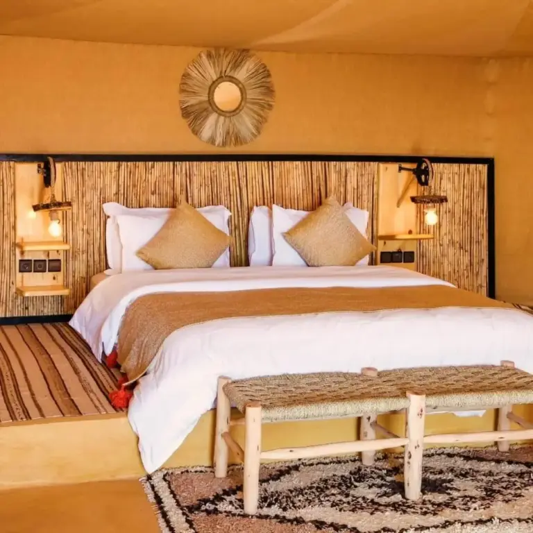 Kalimba Luxury Desert Camp elegant bedroom with stylish decor