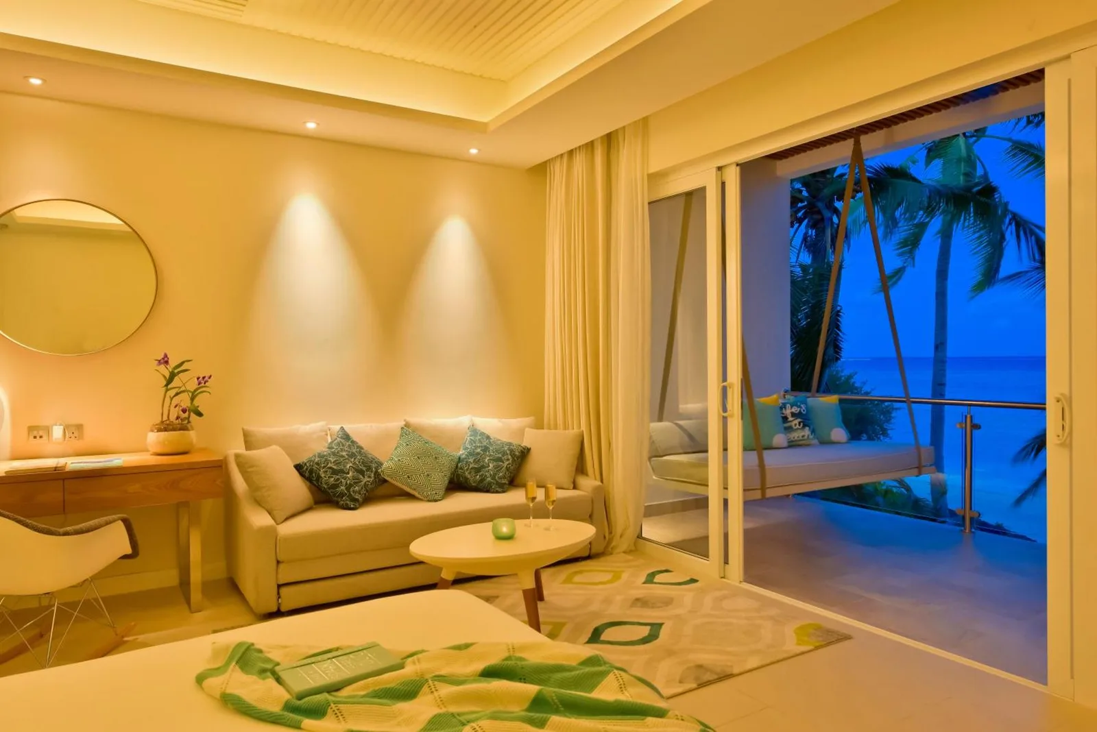 Evening view of a room at Kandima Maldives.