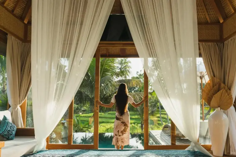 Room at Kappa Senses Ubud with a view of the garden