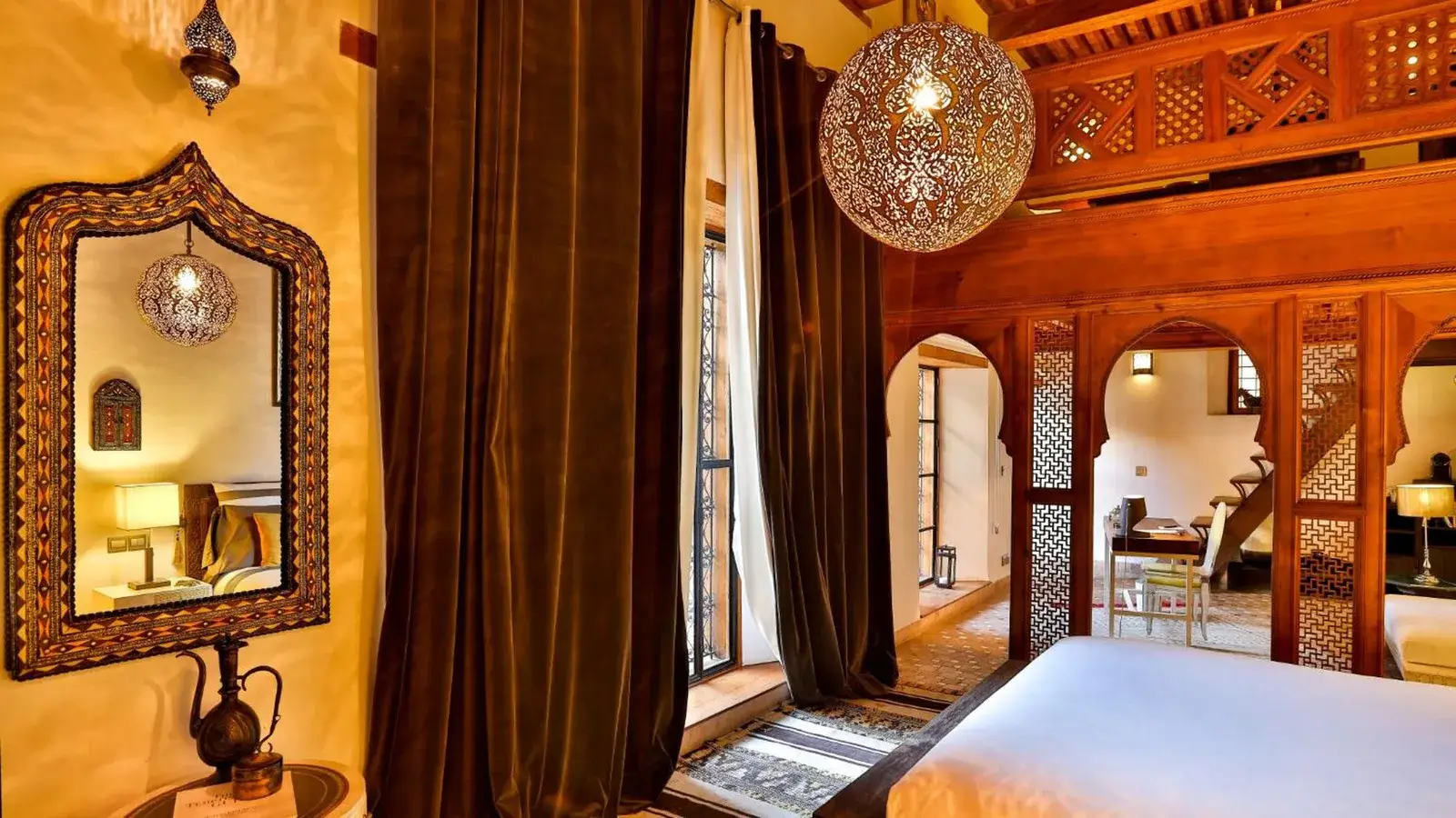 Interior detail of a suite at Karawan Riad, emphasizing design