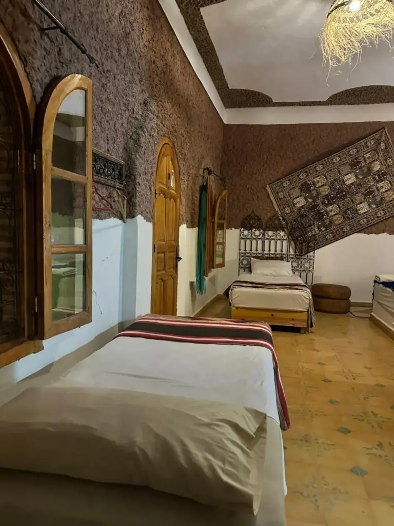 Interior of a guest room at Kasbah Azalay Merzouga