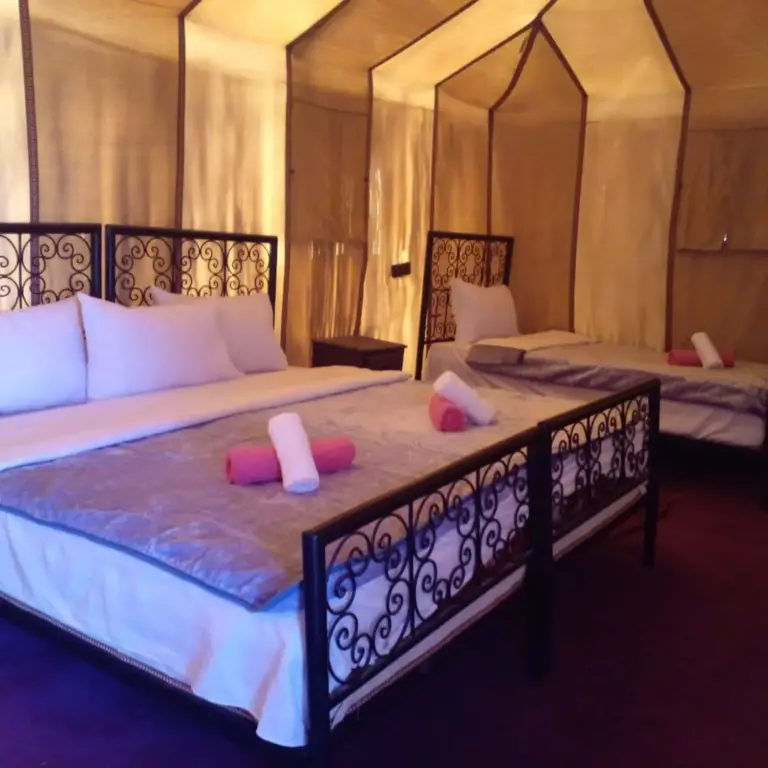 Interior of family room at Khadija Desert Camp in Merzouga