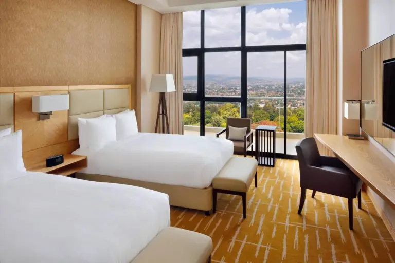 Double guest room at Kigali Marriott Hotel with panoramic views