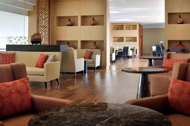 Chic lounge area at Kigali Marriott Hotel
