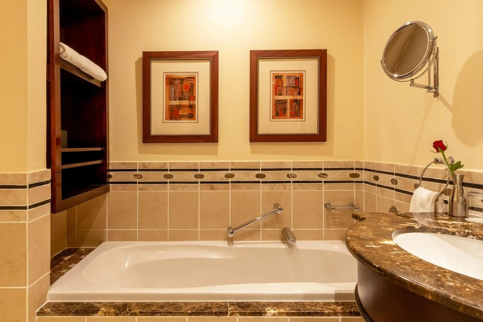Elegant bathroom at Kigali Serena Hotel