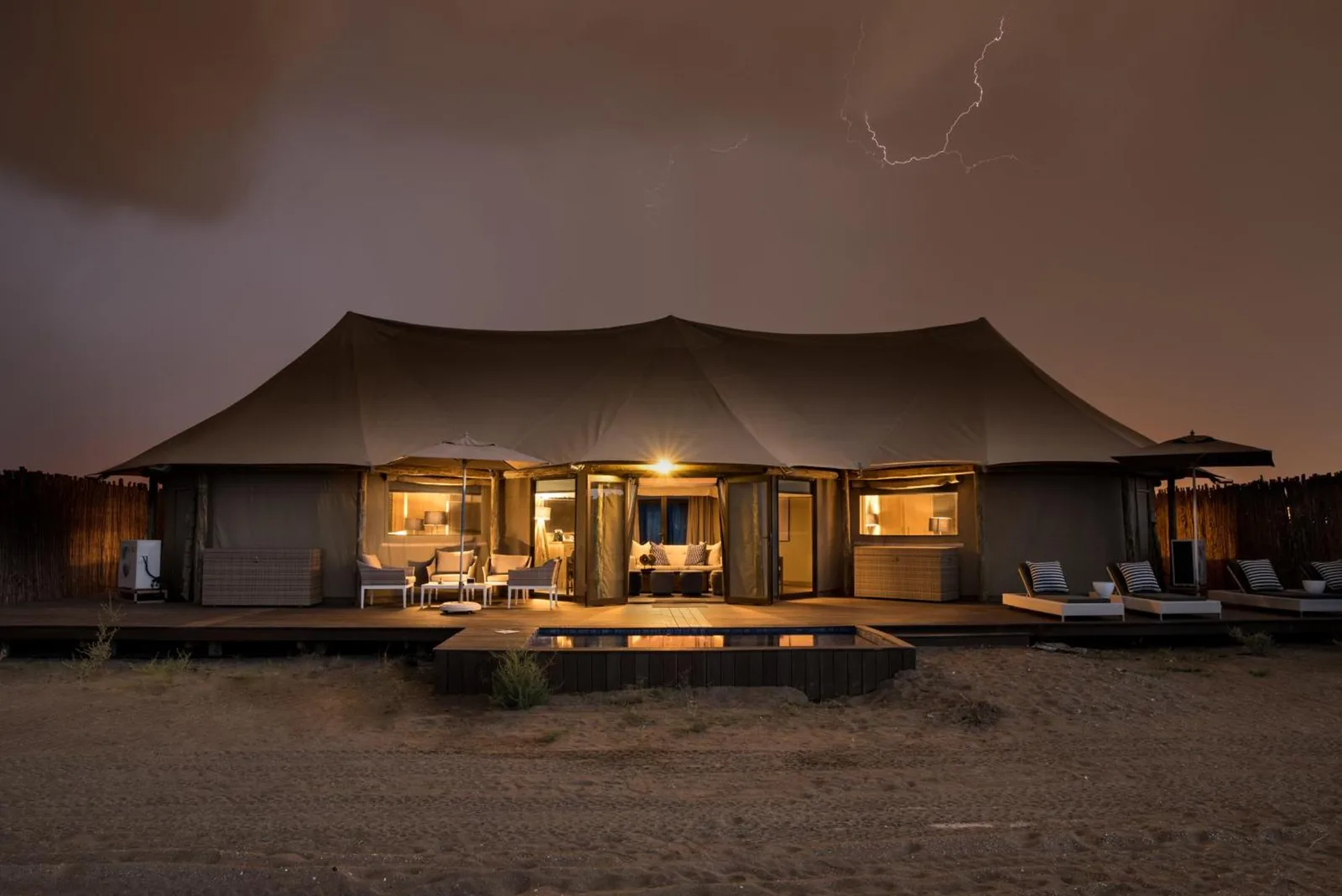 Kingfisher Retreat by Sharjah Collection night exterior