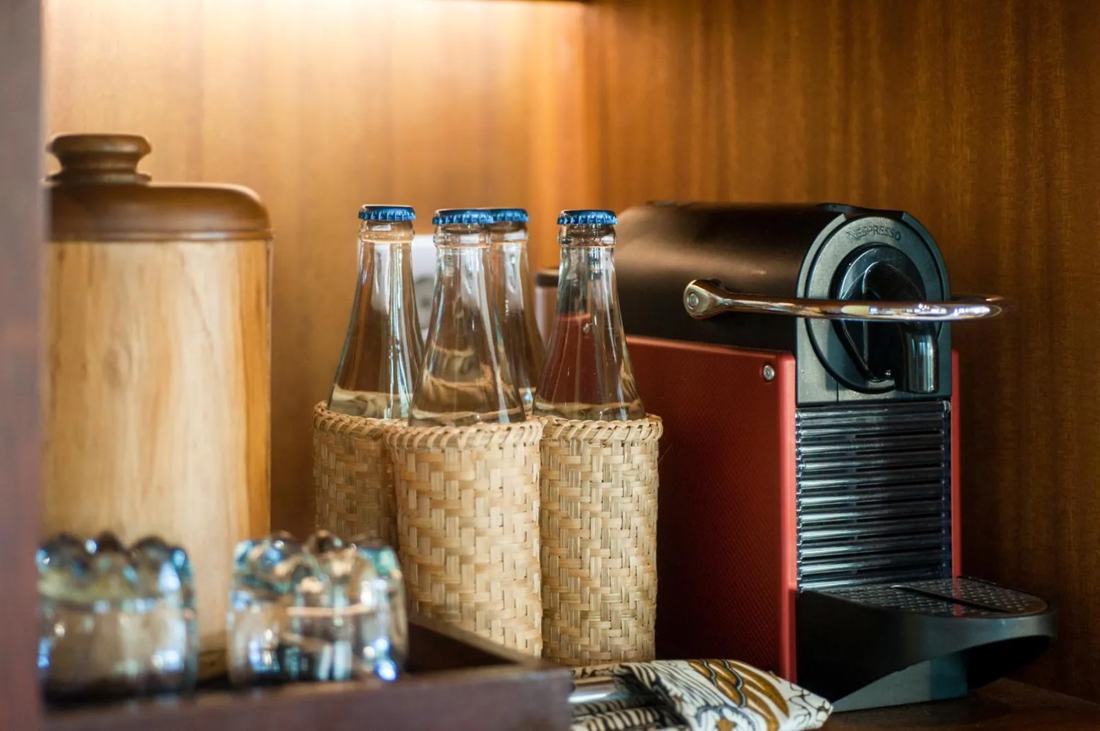 Beverage station with coffee machine at Komaneka at Tanggayuda Ubud