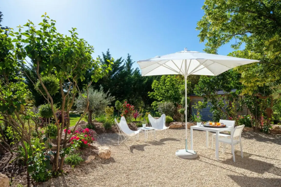 Outdoor seating area at La Bastide de Damien
