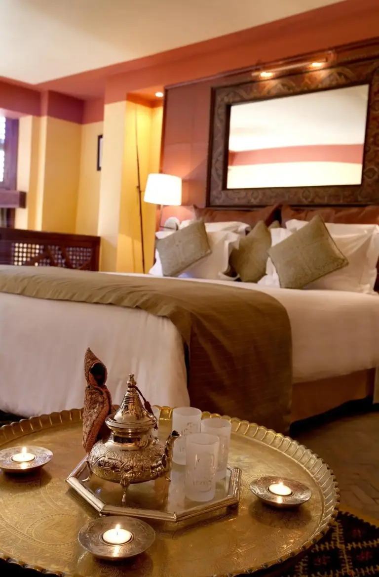 Detail des Schlafzimmers im La Maison Arabe Hotel
