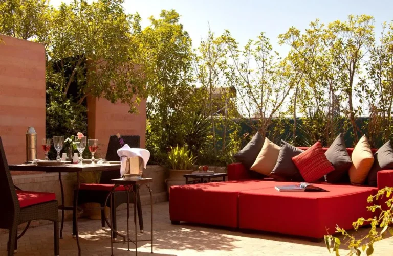 Terrace lounge at La Maison Arabe Hotel