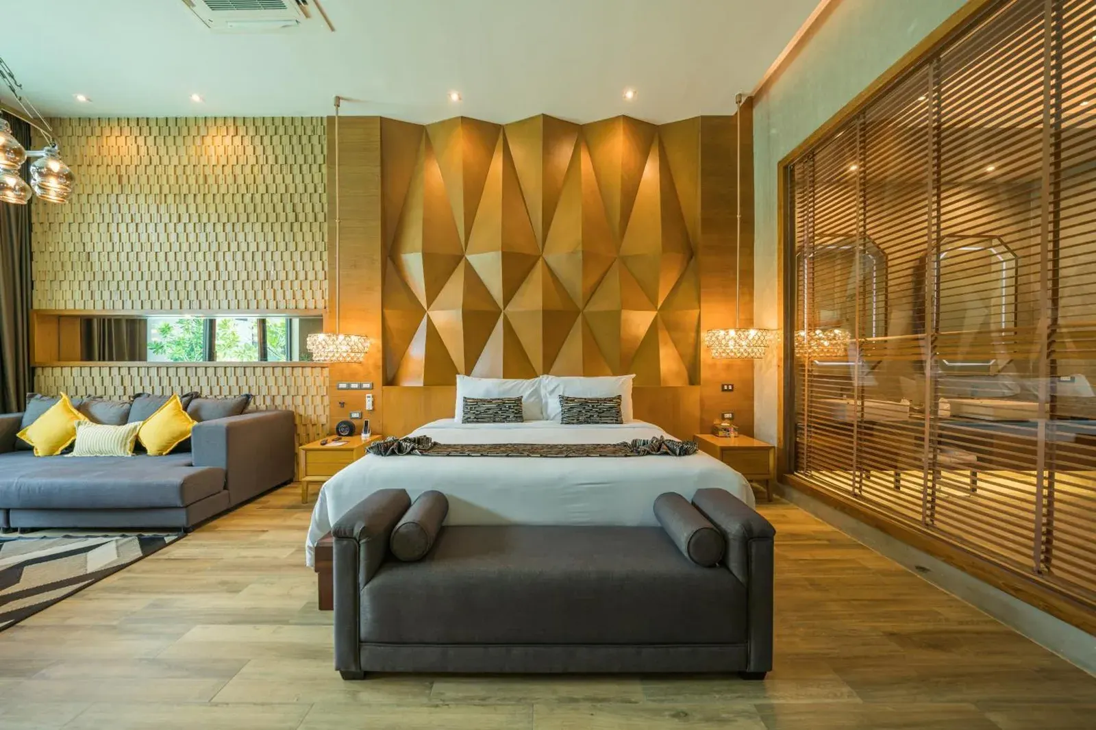 aménagement élégant de la chambre de La Miniera Pool Villas Pattaya
