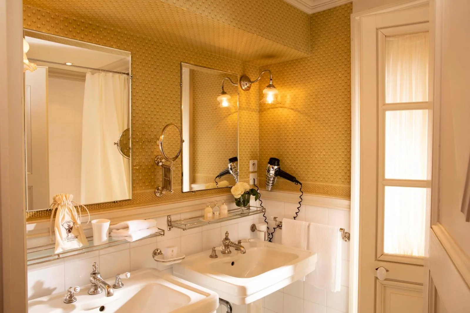 Luxurious bathroom at La Mirande hotel in Avignon