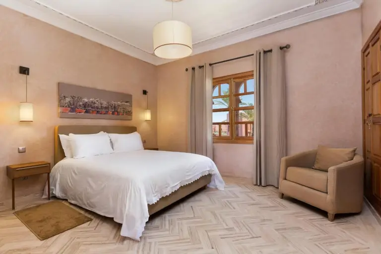 Elegant guest room at La Palmeraie De L'Atlas