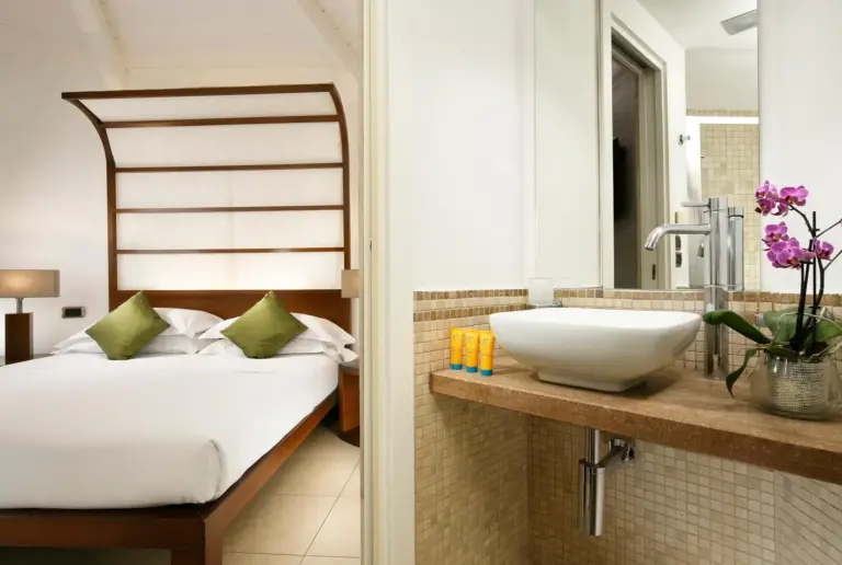 Chic bathroom at La Plage Resort, Taormina