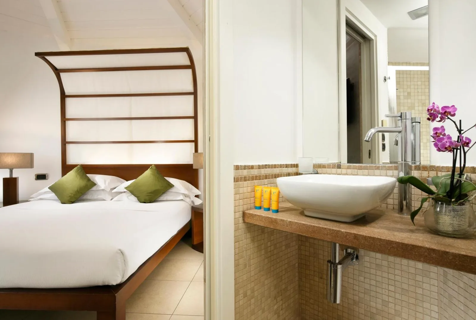 Chic bathroom at La Plage Resort, Taormina