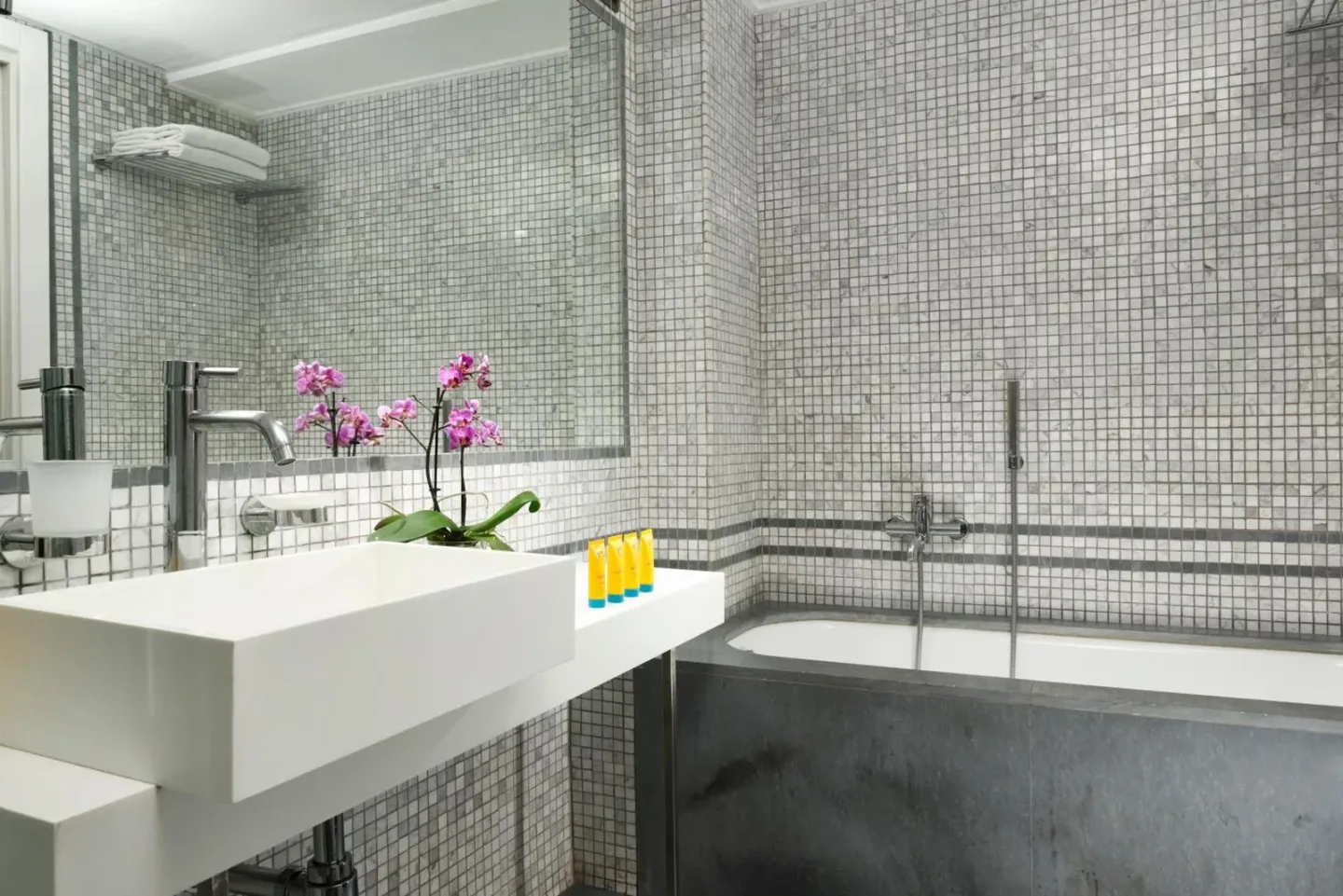 Elegant bathroom at La Plage Resort, Taormina