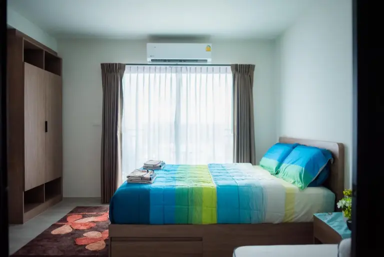 Bedroom at Lacasita484 In Huahin in Hua Hin with colorful bedspread