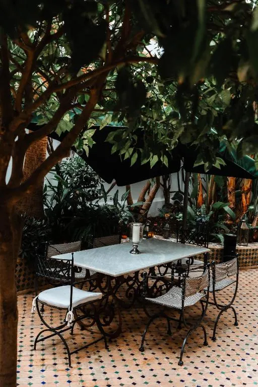Outdoor seating area in Lalla Soulika, Tangier