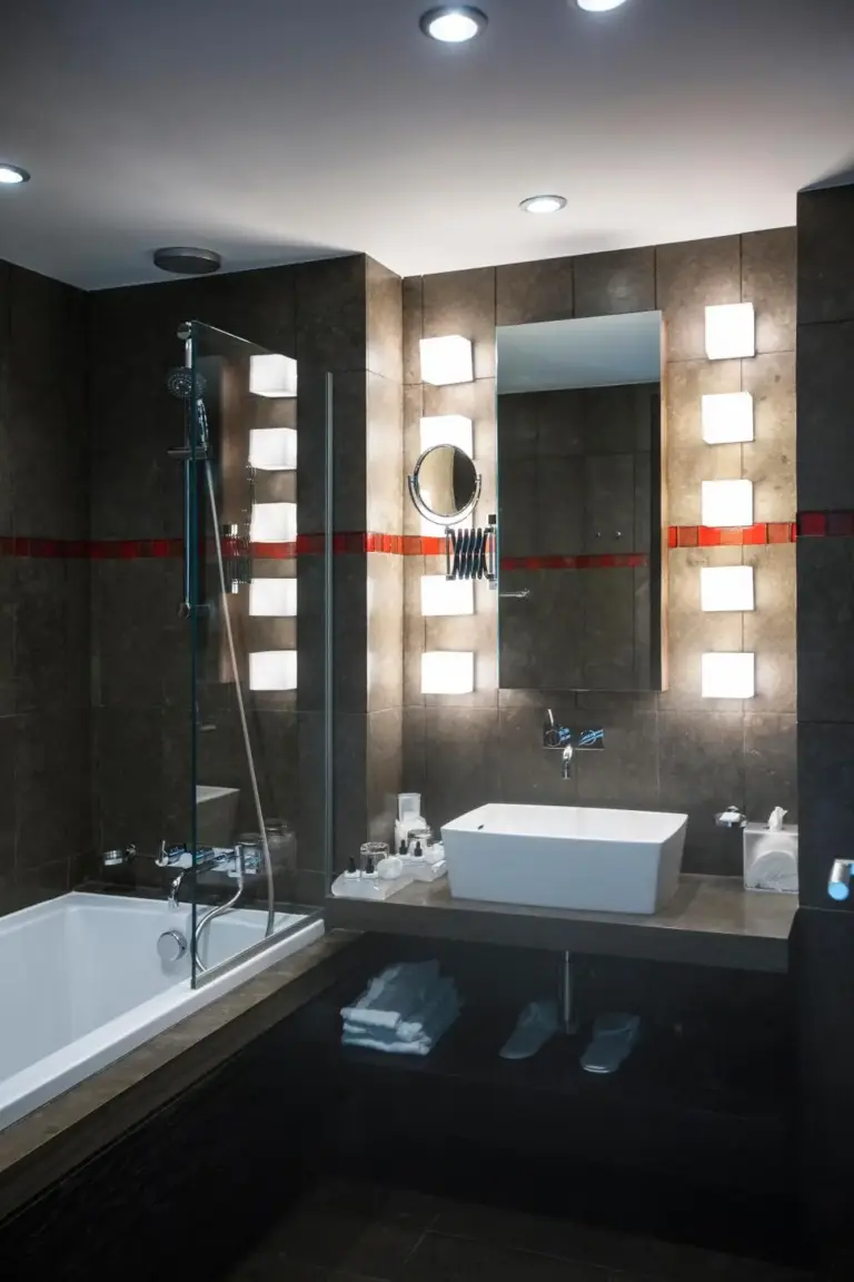 Luxurious bathroom at Le Hameau Albert 1er in Chamonix-Mont-Blanc