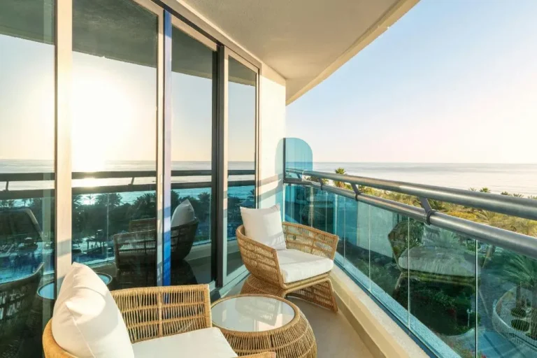 Balcony seating at Le Meridien Al Aqah Beach Resort
