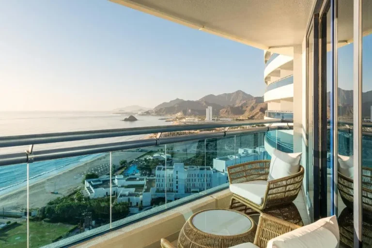 Balcony view from a room at Le Meridien Al Aqah Beach Resort