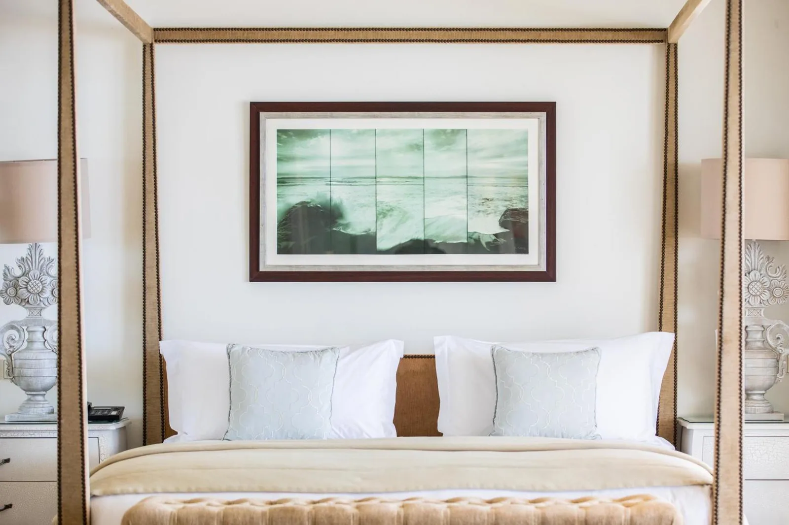 Luxurious four-poster bed at Le Mirage Tanger