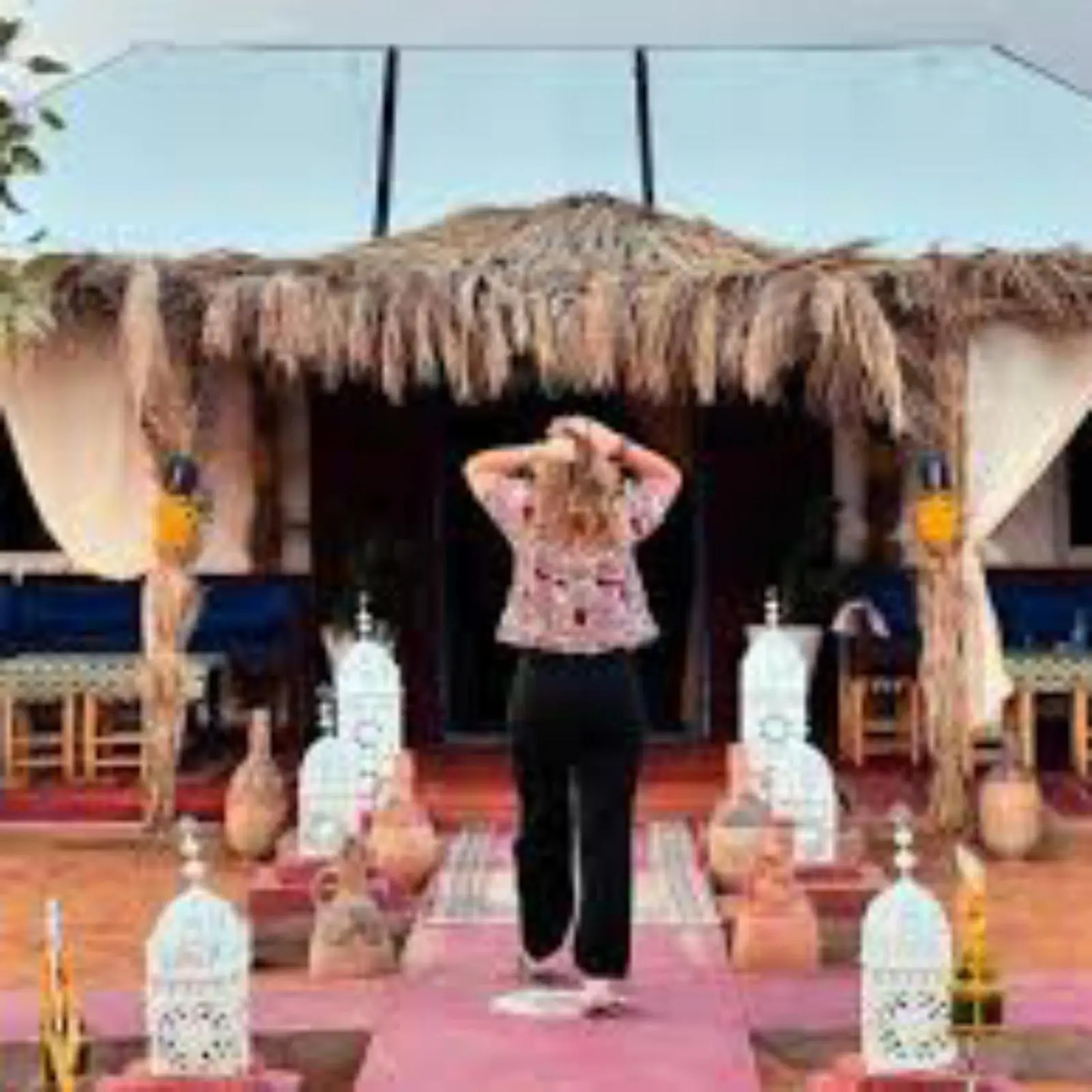 Entrance of Les Pyramides Luxury Desert Camp in Merzouga
