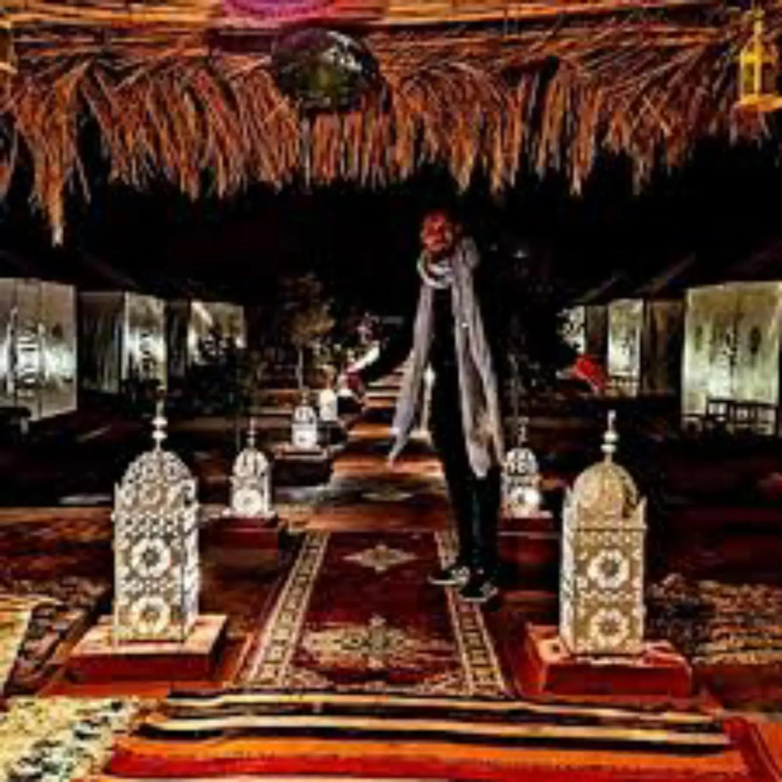 Decorative setup at Les Pyramides Luxury Desert Camp in Merzouga