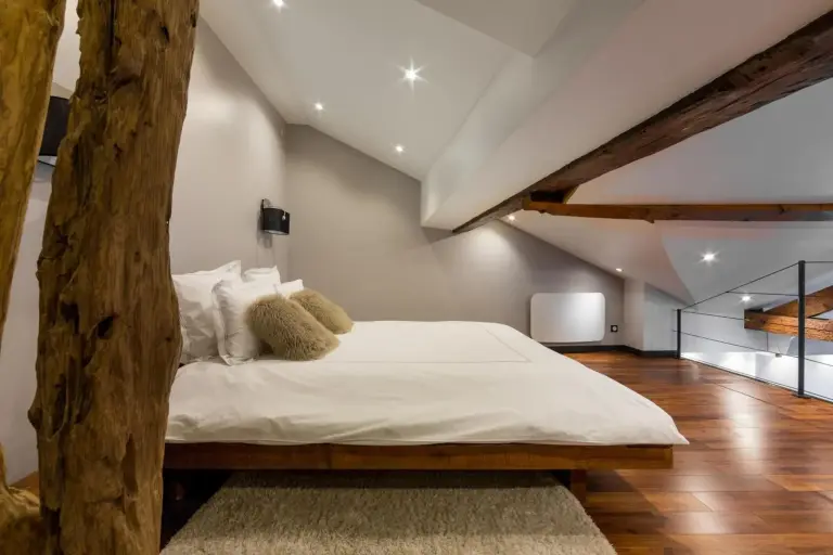 Stylish bedroom in Les suites sainte claire in Annecy