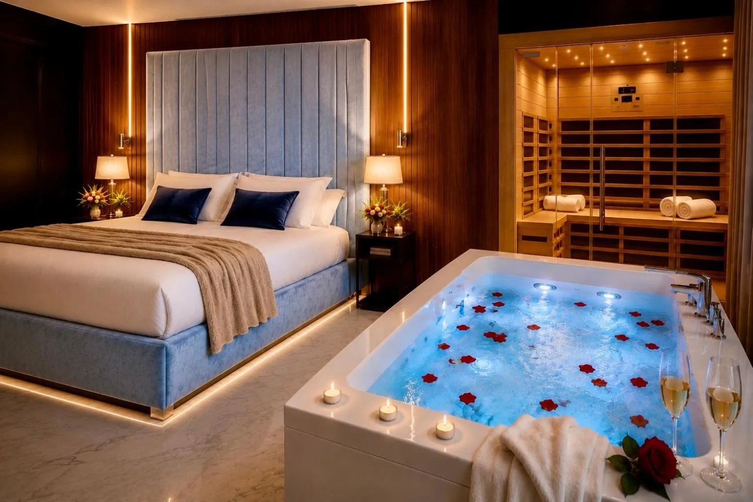 Luxurious suite at Life VOYAGE & Spa in Strasbourg with a private jacuzzi