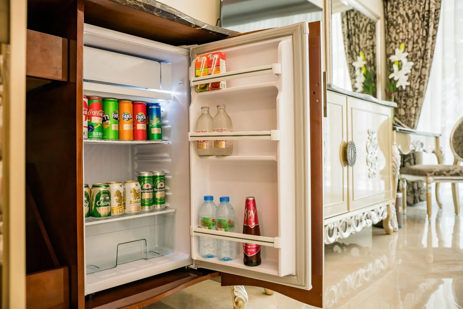 LK Emerald Beach - SHA Extra Plus in Pattaya in-room minibar with drinks and refreshments