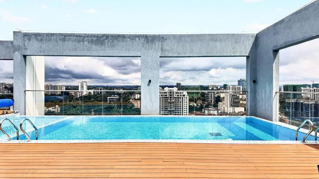 Rooftop pool view at Luxury 1BR Westlands, Nairobi