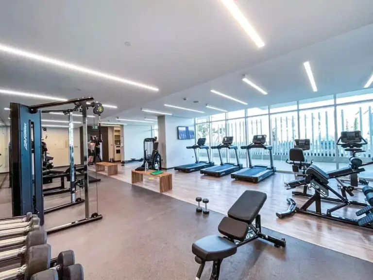 Fitness gym at Luxury Beachfront Marina View Apartment in Dubai