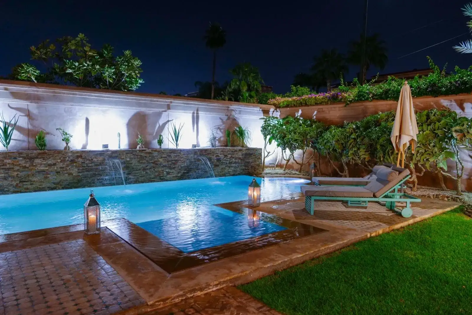 Evening view of pool at Luxury Private Villa Taj Sofia & Spa
