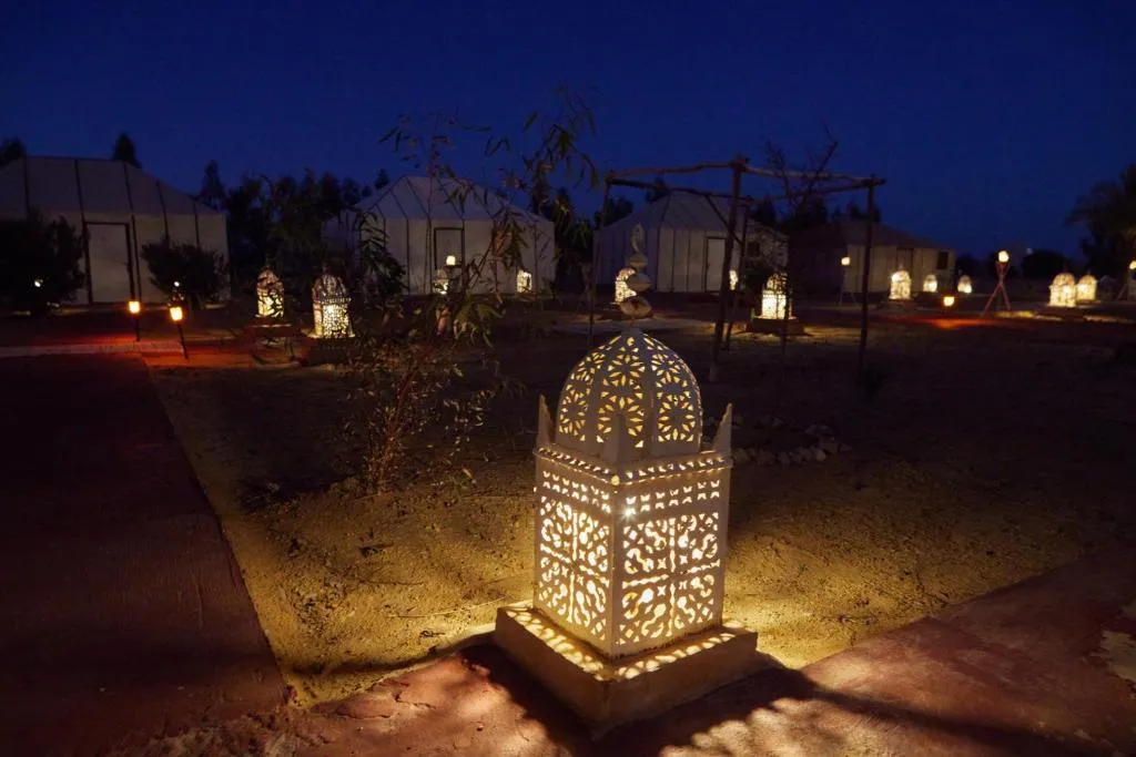Luxury Sahara Desert Dome Camp Erg Chebbi Merzouga at night