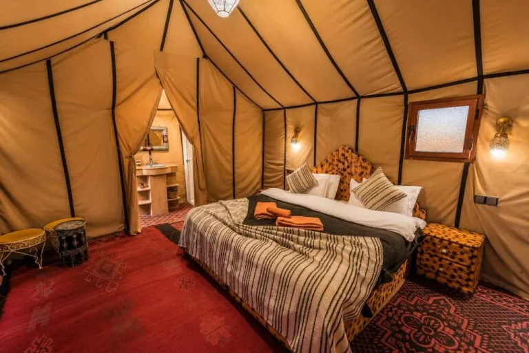 Luxury Sahara Desert Dome Camp Erg Chebbi Merzouga interior tent view