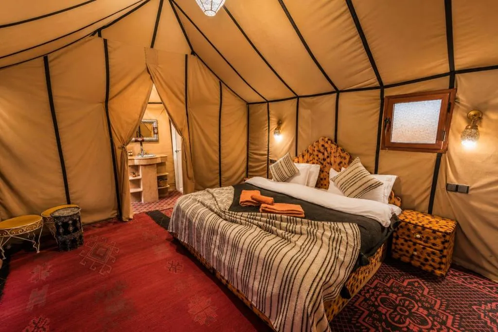 Luxury Sahara Desert Dome Camp Erg Chebbi Merzouga interior tent view