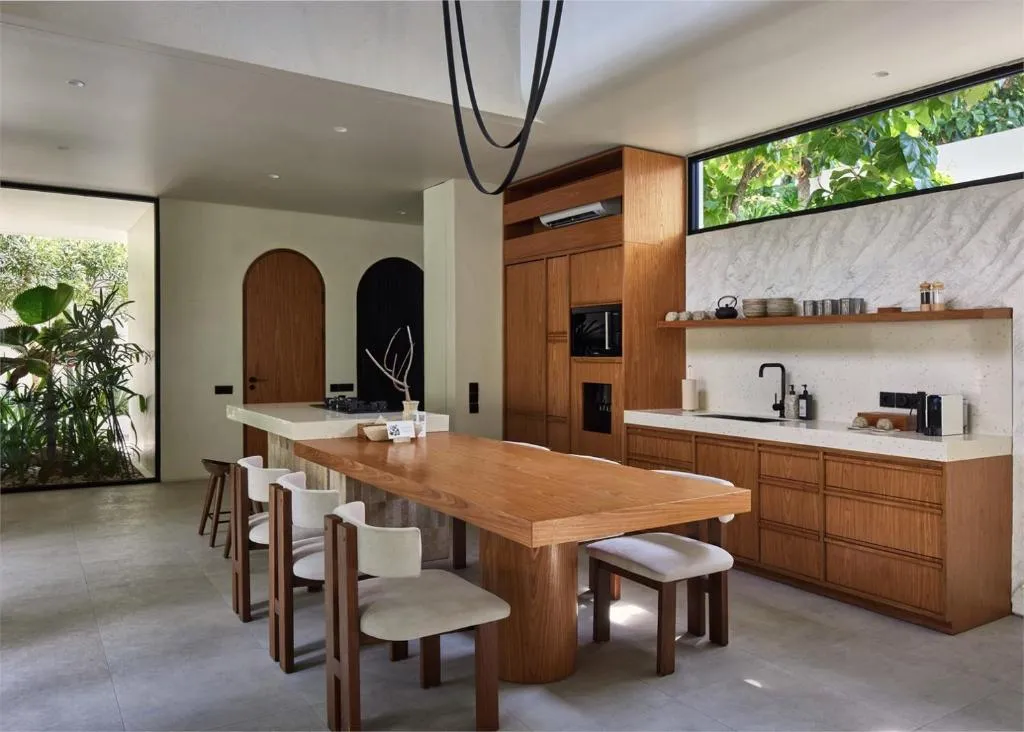 Lyvin Bingin Villas kitchen visible from the dining area
