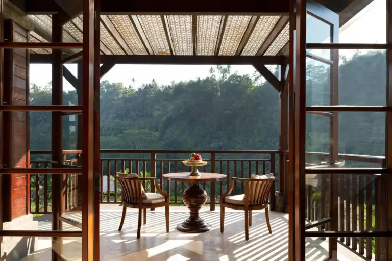 Charming balcony view at Mandapa, a Ritz-Carlton Reserve in Ubud