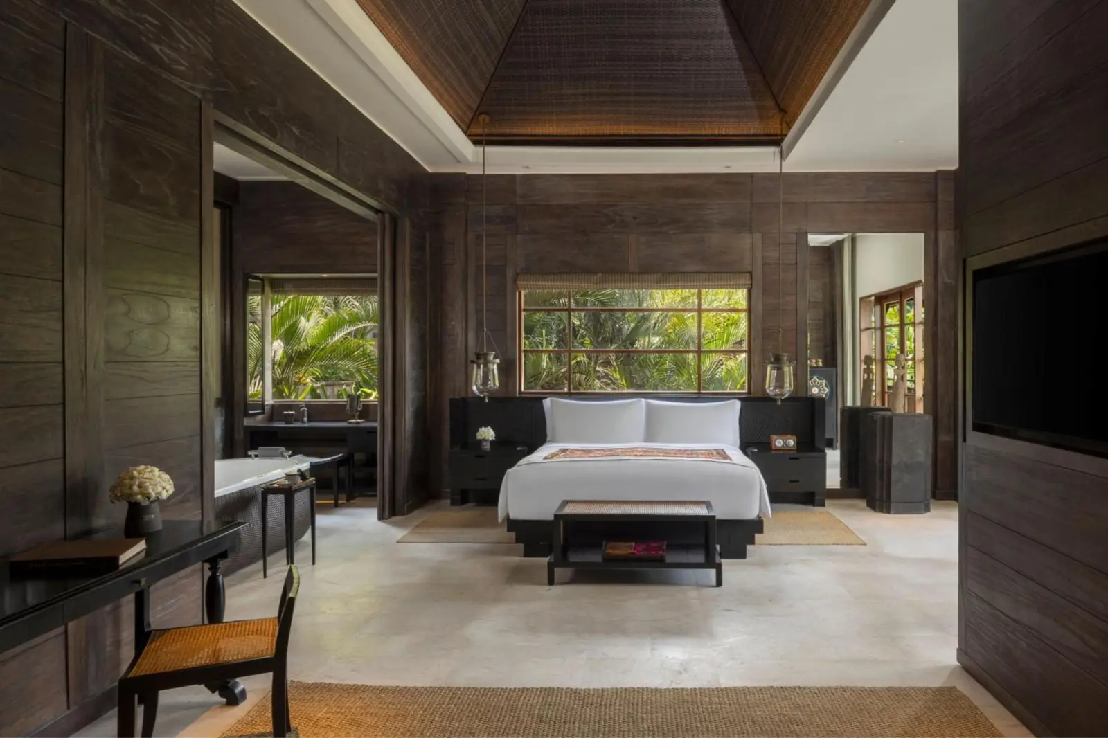 Luxurious bedroom at Mandapa, a Ritz-Carlton Reserve in Ubud