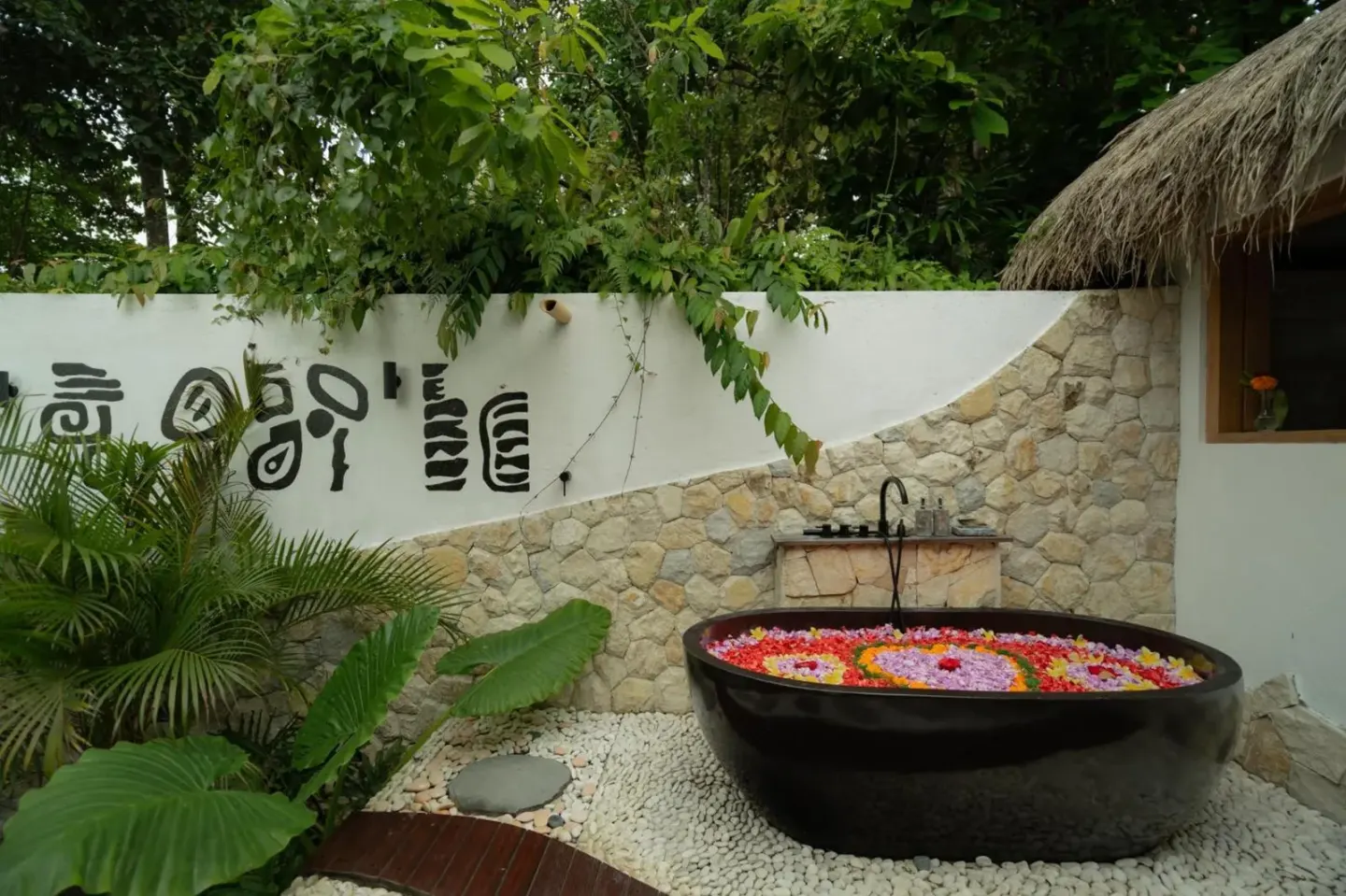 Floral Bath Setup at Marangga Ubud Villas