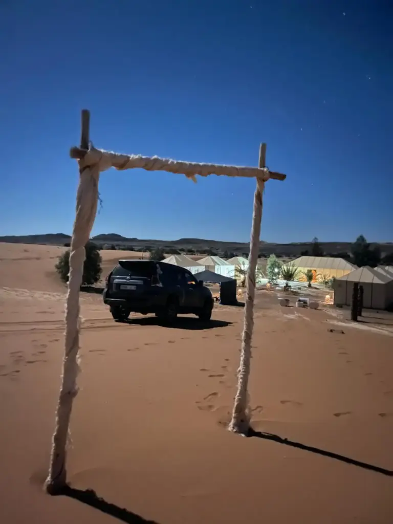Mariam Desert Camp in Merzouga - entrance view at night