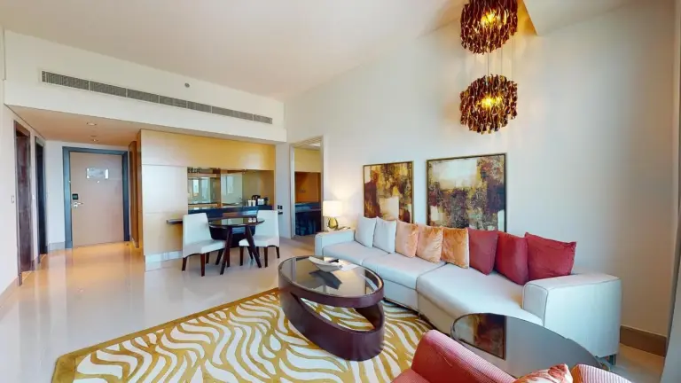 Sala de estar en Marriott Executive Apartments Al Jaddaf, Dubai