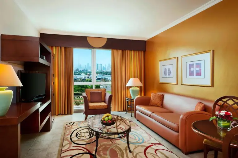 Acogedora zona de estar en Marriott Executive Apartments Dubai Creek