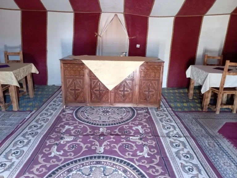 Dining setup at Mars Desert Camp, Merzouga