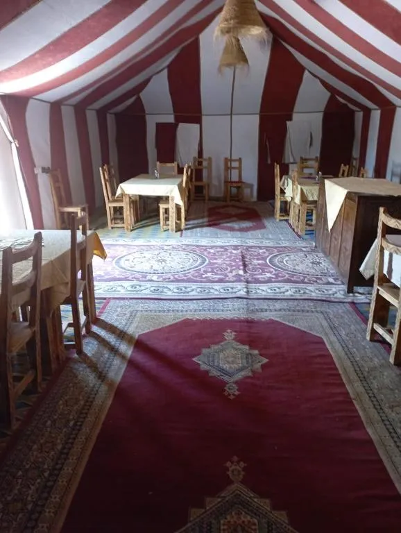 Dining tent interior at Mars Desert Camp, Merzouga