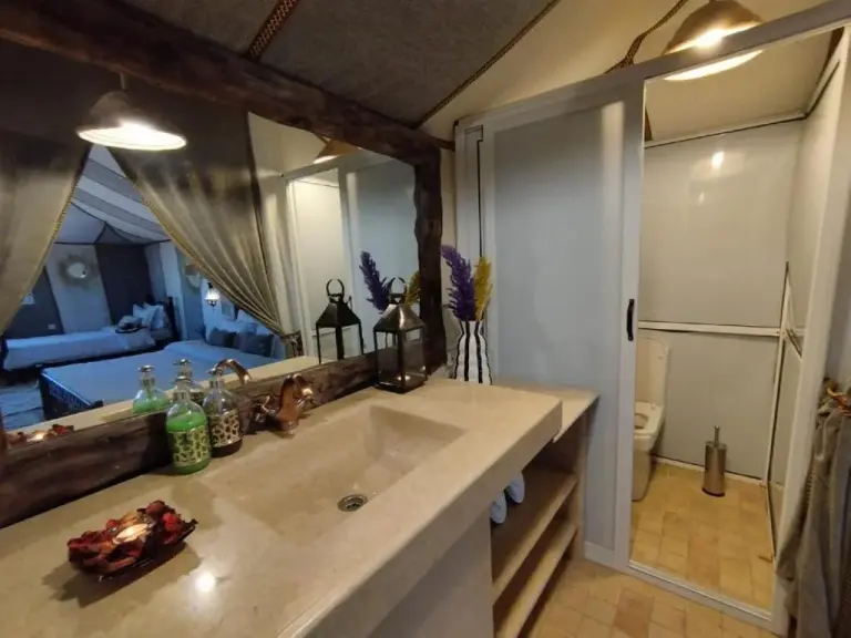 Sophisticated bathroom at Merzouga Best Luxury Camp