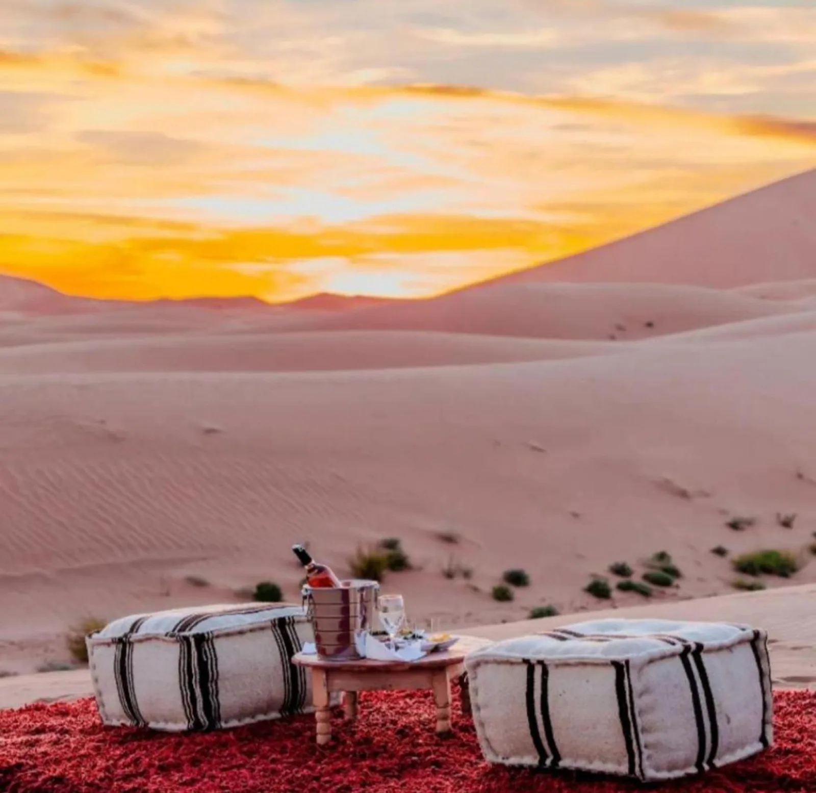 Sunset lounge area in Merzouga desert
