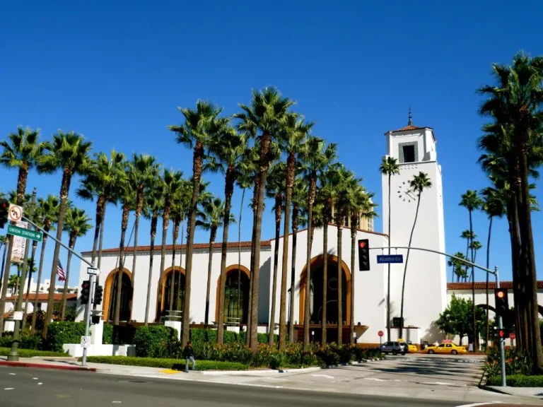 Landmark near Metro Plaza Hotel with palm trees