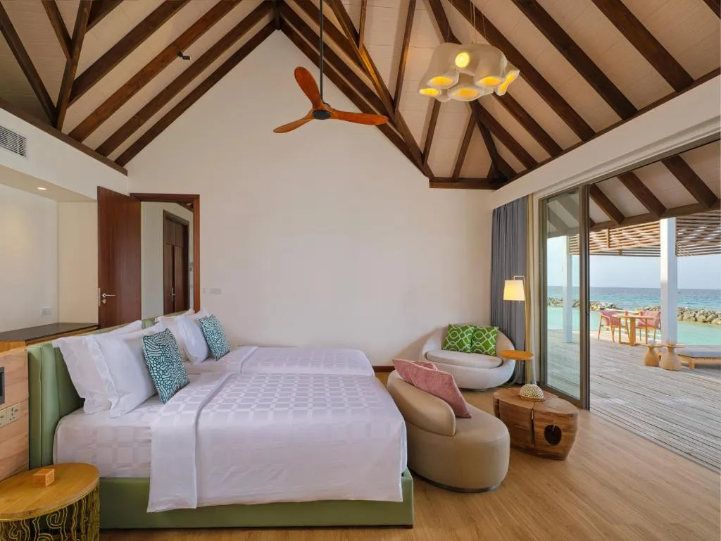 Ocean view room at Meyyafushi Maldives with balcony